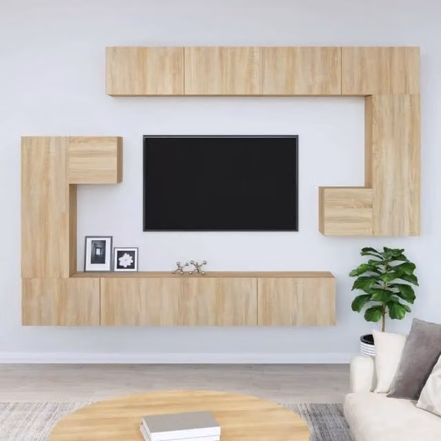Mobile Porta TV a Parete Rovere Sonoma in Legno Multistrato 3114592