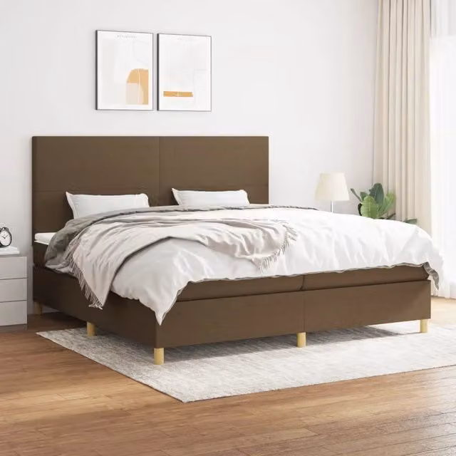 Letto Ibrido con Giroletto a Molle e Materasso vidaXL, Marrone e Bianco, L/P: 200 x 200 cm