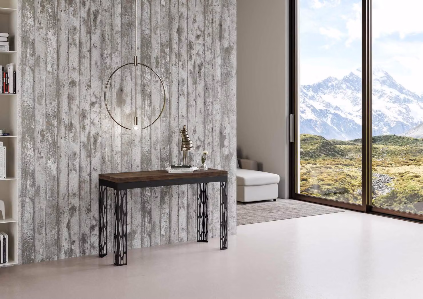 ITAMOBY - Tavolo apribile 120/200x45/90 cm Ghibli Double noce telaio antracite