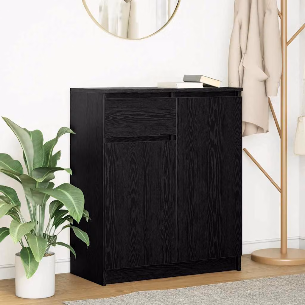 Credenza con Cassetto vidaXL in Legno Multistrato Nero, L: 71 cm, P: 35 cm, H: 84 cm