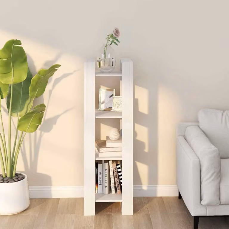 Libreria e divisorio vidaXL in legno massello di pino bianco, L 41 cm x P 35 cm x H 125 cm
