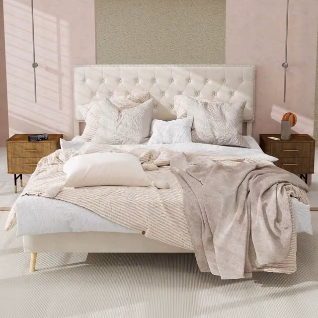 Letto imbottito - Xylo - 140x200 - Beige