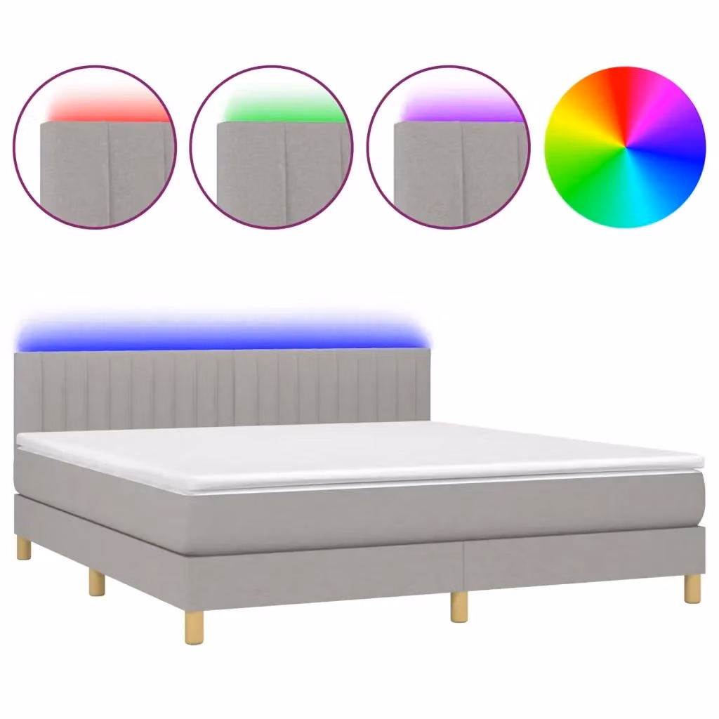 Letto Ibrido con Materasso e Illuminazione LED vidaXL in Tessuto Grigio e Bianco L/P/H: 160 x 200 x 88 cm – 2