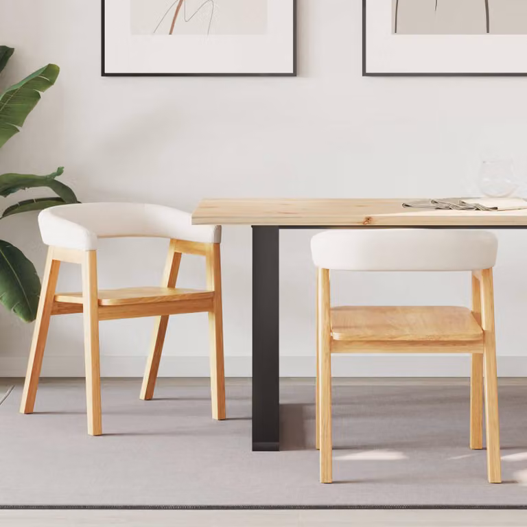 Set di 2 sedie da pranzo vidaXL in legno di gomma naturale per cucina e sala da pranzo L/P/H: 54 x 57 x 73 cm
