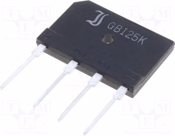 1x Raddrizzatore a ponte monofase Urmax: 800V, If: 25A, Ifsm: 300A, modello GBI25K, monofase