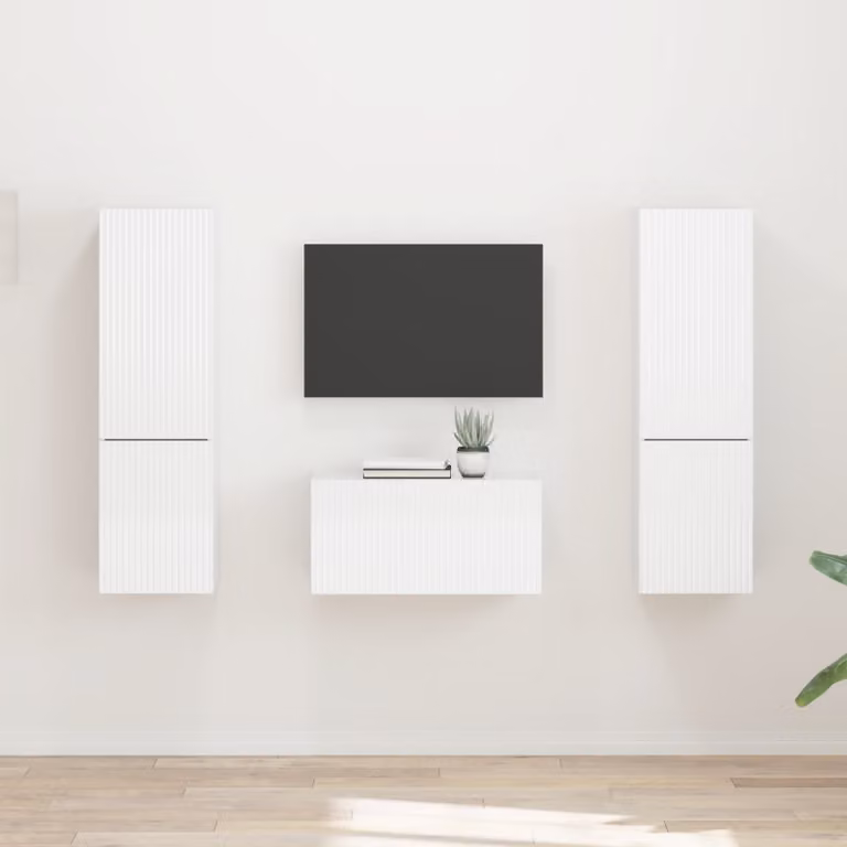 Set mobile TV moderno vidaXL in 5 pezzi Bianco Lucido in legno e MDF
