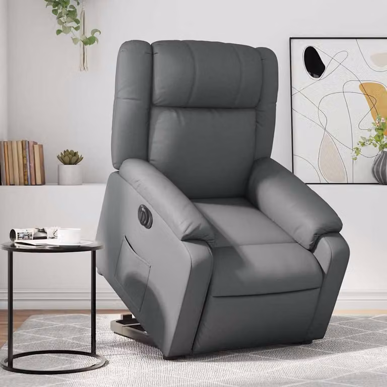 Poltrona Alzapersona Elettrica Reclinabile vidaXL in Similpelle Grigio