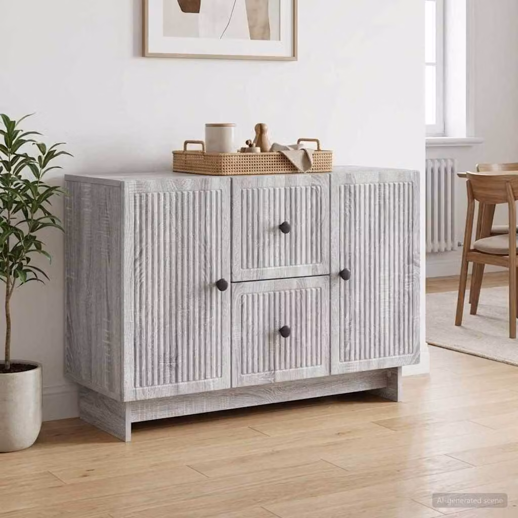 Credenza moderna vidaXL in legno ingegnerizzato MDF, colore Grigio Sonoma, L 89 x P 34,5 x H 60 cm