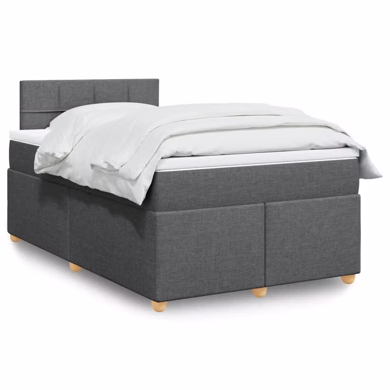 vidaXL Letto Ibrido con Giroletto a Molle e Materasso in Tessuto Grigio e Bianco L/P/H: 120 x 200 cm