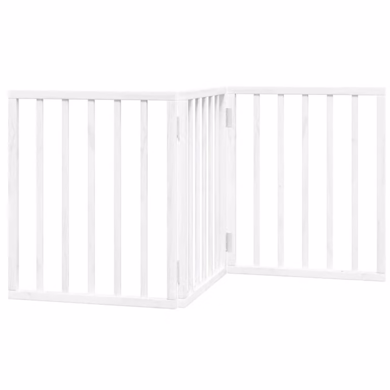 Cancello per Cani Pieghevole 3 Pannelli Bianco 150 cm Pioppo