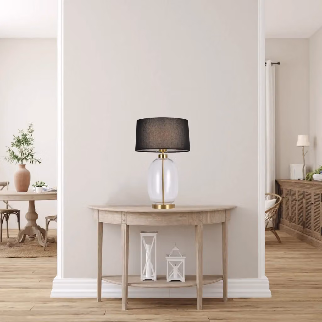 Lampada da tavolo Amur Light Prestige in vetro trasparente e metallo oro e nero con attacco E27 – 2