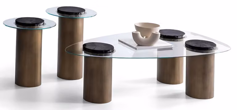 Luxuriöses Couchtisch-Set Moderne Glasplatten Wohnzimmertische 3tlg