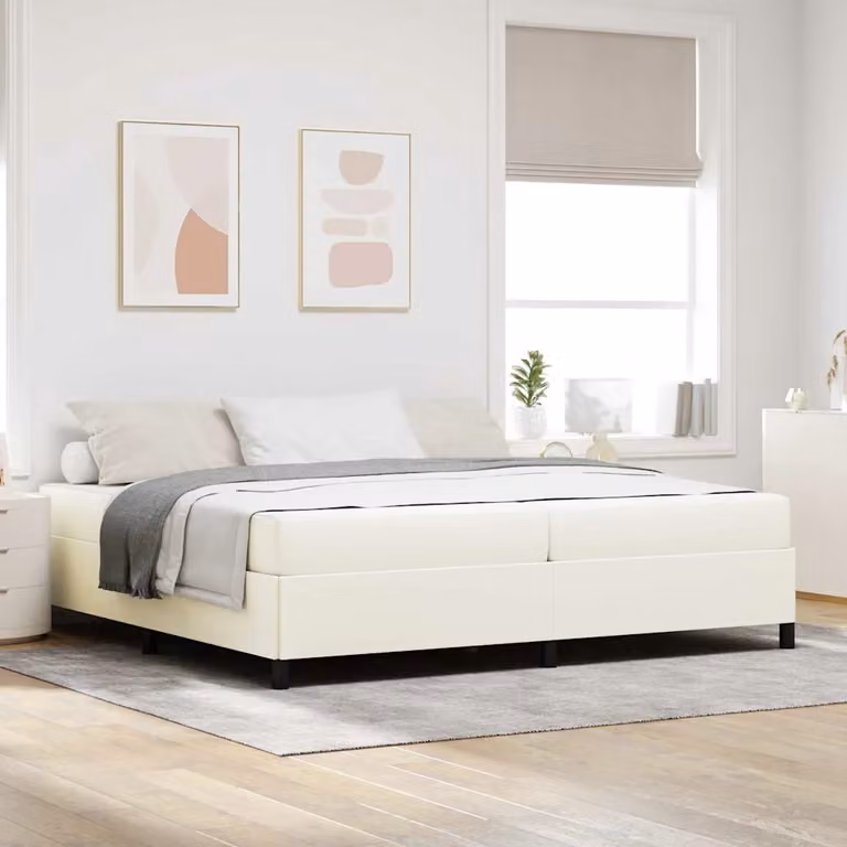 Struttura del letto con materasso vidaXL in tessuto bianco, L 200 x P 200 cm