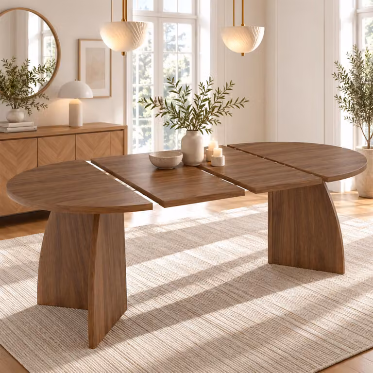 Tavolo allungabile Flieks, dimensioni 100/140/180 x 100 cm, forma rotonda/ovale, tavolo da cucina/sala da pranzo per 4-8 persone, finitura in legno noce