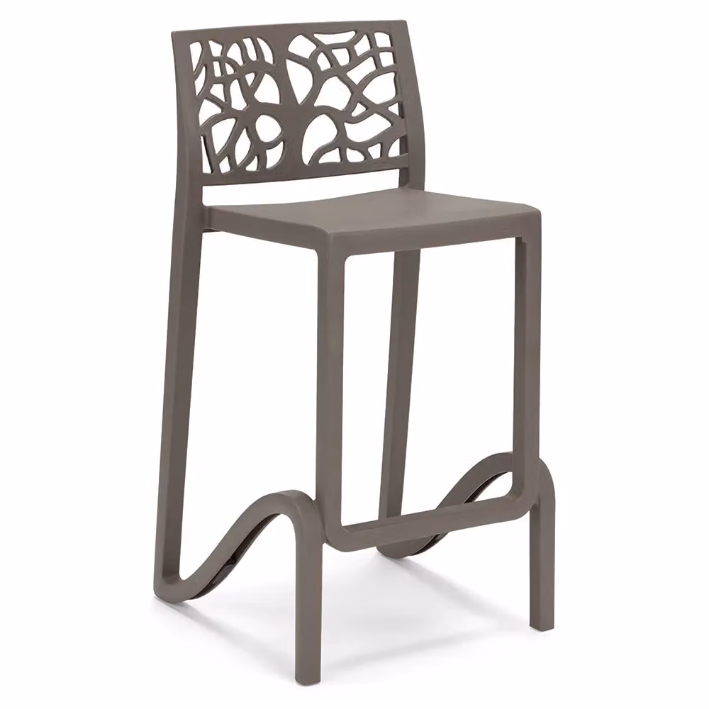 Set di 2 sgabelli TETI Redokasa in polipropilene impilabili, idrorepellenti e resistenti ai raggi UV, design moderno, colore Tortora, altezza seduta: 75 cm – 2