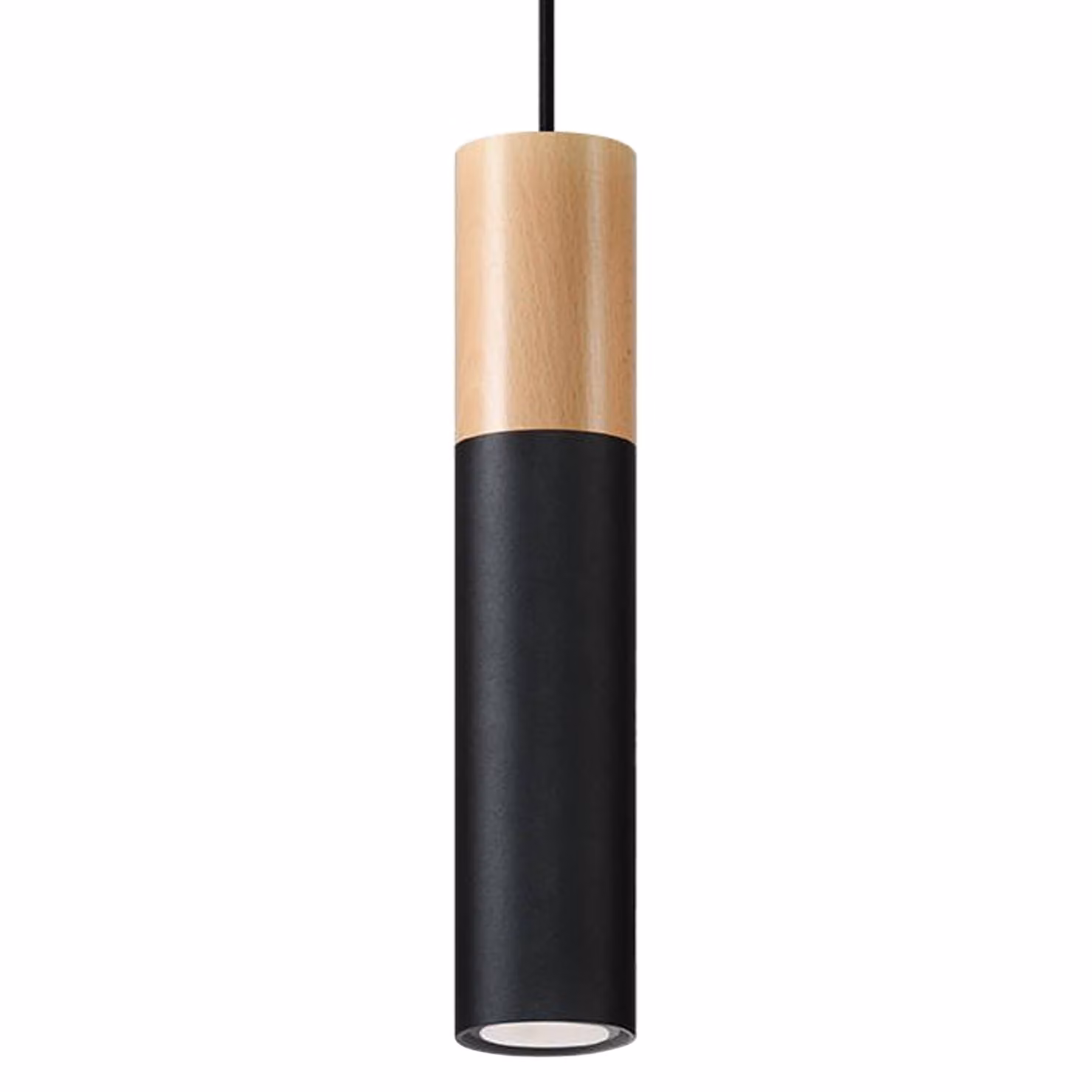 Lampada a sospensione PABLO nero 1xGU10 10W acciaio/legno 105x8x8cm Sollux Lighting
