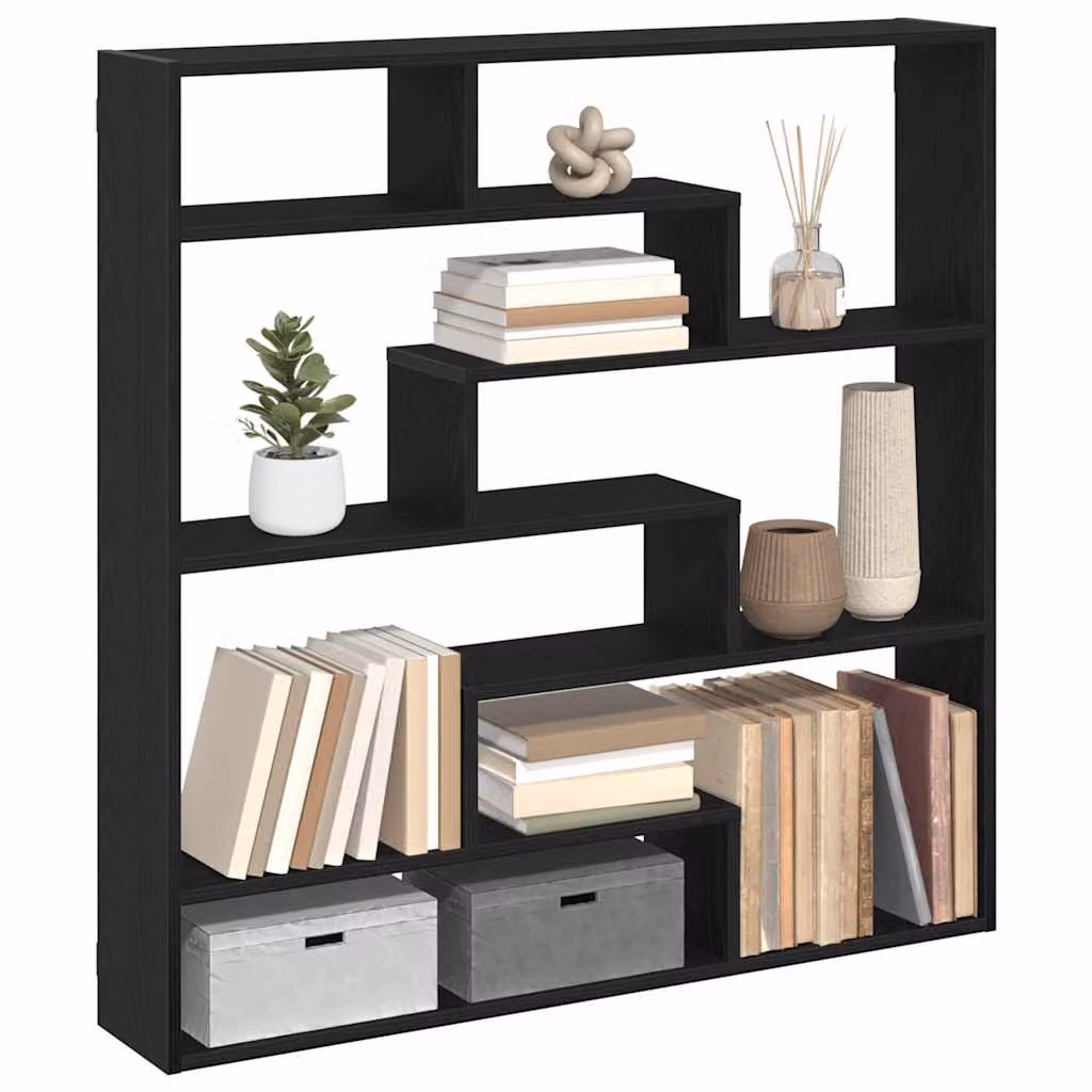 vidaXL Mensola a Cubo da Parete con 7 Scomparti in MDF Nero Opaco