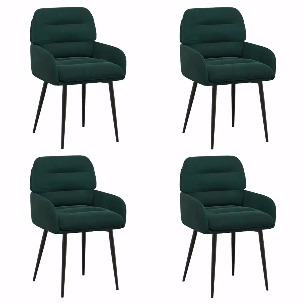 Set di 4 sedie da pranzo moderne vidaXL in velluto verde con struttura in metallo e plastica, L: 59 cm, P: 59,5 cm, H: 90 cm – 2