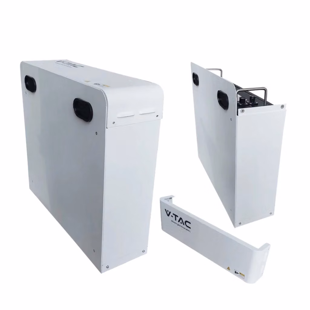 Kit Batteria di Accumulo V-TAC LiFePO4 da 5.12kWh 51.2V 100Ah con BMS Integrato e Modulo Armadio Rack Bianco per Inverter Fotovoltaici CEI 0-21 – 2
