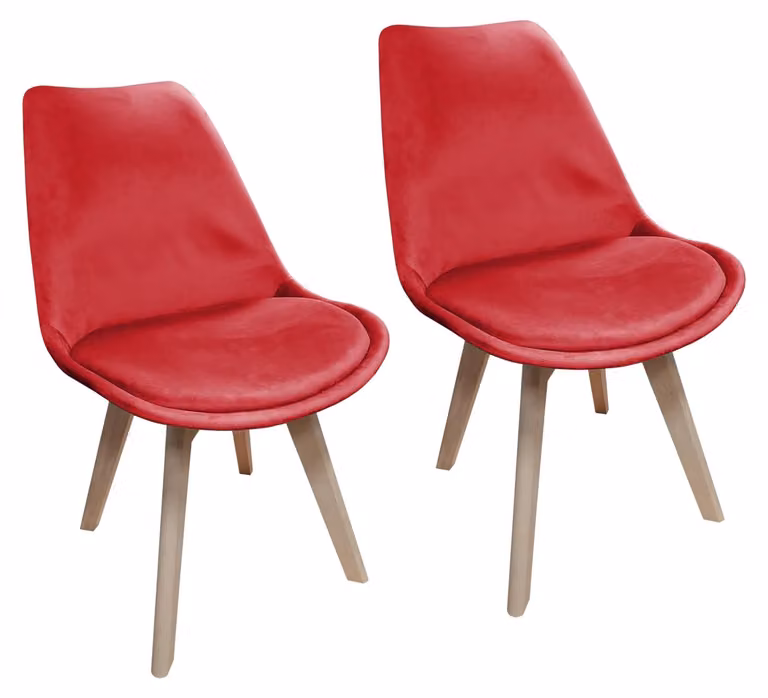 Set di 2 sedie da sala da pranzo in velluto Atlanta Rosso