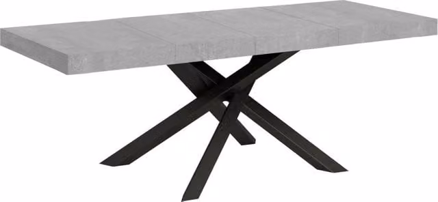 Tavolo allungabile Itamoby Volantis Premium con telaio a X in metallo antracite e piano in laminato effetto cemento L/P/H: 184 x 90 x 77 cm – 1