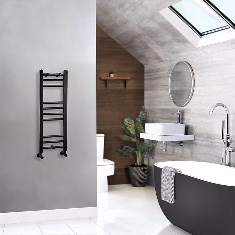 Scaldasalviette Piatto Moderno - Nero - 800mm x 300mm - Nox