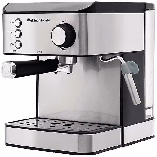 Macchina da caffè semiautomatica Melchioni Family Robusta Plus, compatibile con capsule Nespresso, cialde E.S.E. e caffè macinato, 850 W, 20 bar, serbatoio acqua 1,6 l, Silver