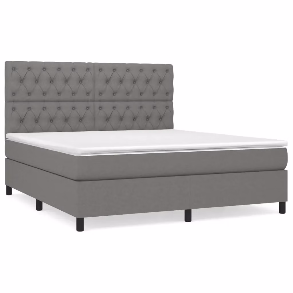 Letto Ibrido con Giroletto a Molle e Materasso vidaXL Grigio e Bianco L/P/H: 160 x 200 x 203 cm – 2