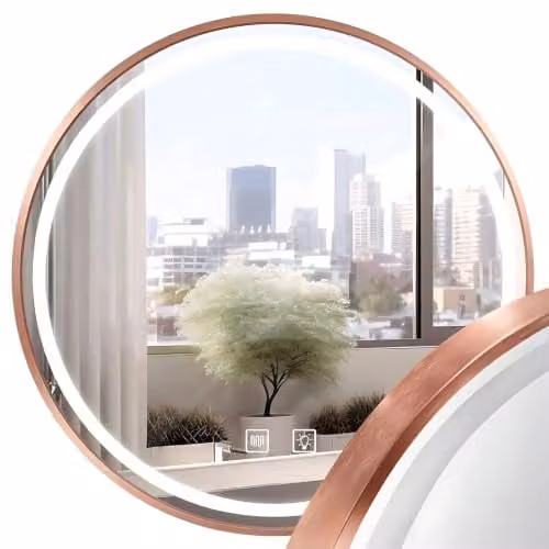 Rea Specchio LED 90 cm MMJ BRUSH COPPER Specchio da bagno Stile: contemporaneo, Forma: rotonda (Rame)