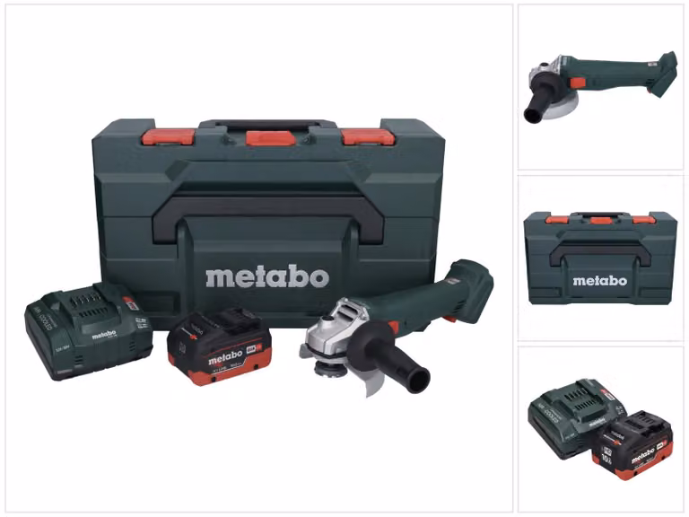 Smerigliatrice angolare a batteria Metabo W 18 L 9-125 18 V 125 mm + 1x batteria ricaricabile 10,0 Ah + caricatore + metaBOX