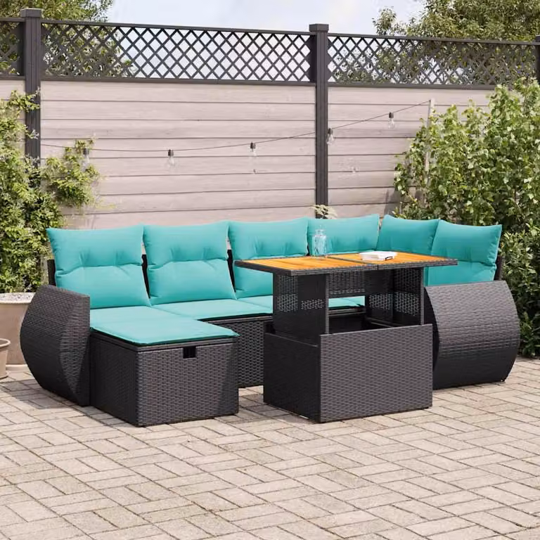 Maison Exclusive - Set Divani da Giardino 7pz con Cuscini Grigio Polyrattan Acacia