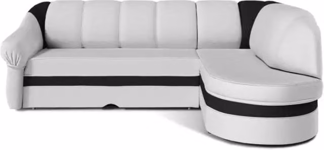 Divano angolare destro convertibile BENANA MEUBLORAMA bianco e nero con contenitore L/P/H: 250 x 180 x 85 cm