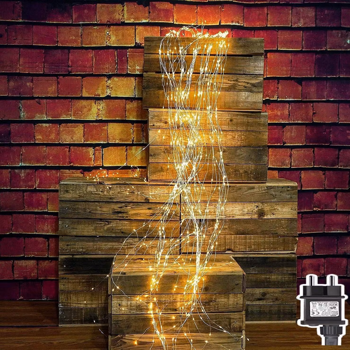 Cascata luminosa, 100 LED bianche calde, 1 metro, grado di protezione IP44, per interni ed esterni
