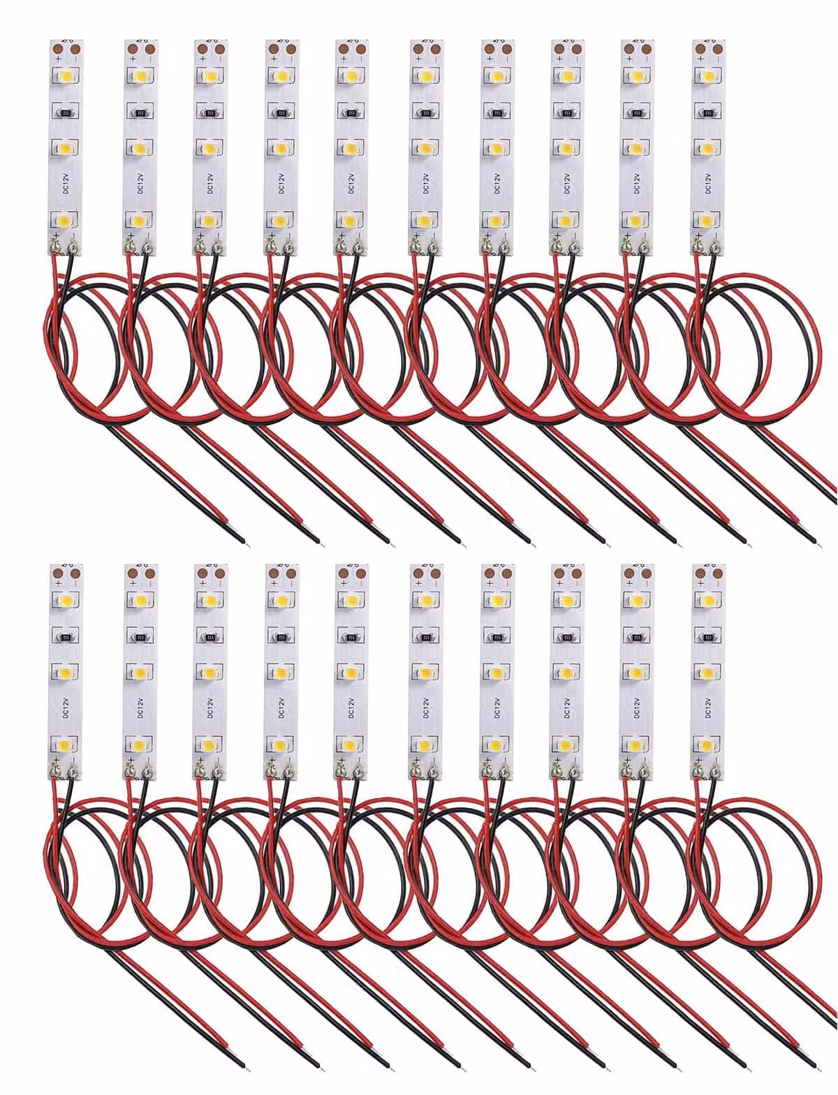 Strisce LED, confezione da 20, luce bianco caldo, autoadesive, 12-18 V, 15 cm