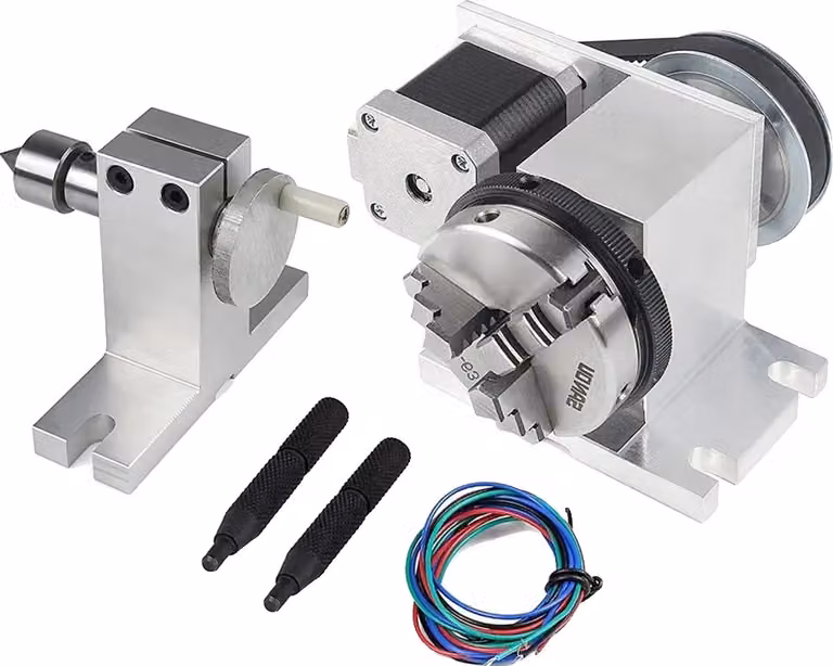 Asse rotativo CNC, mandrino 3/4, motore passo-passo Nema17, 3 griffe