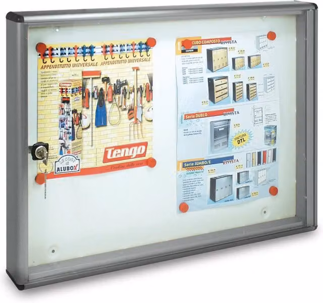 Bacheca magnetica con fondo in alluminio Alubox BC2 colore argento L: 55 cm, H: 40 cm, P: 5 cm