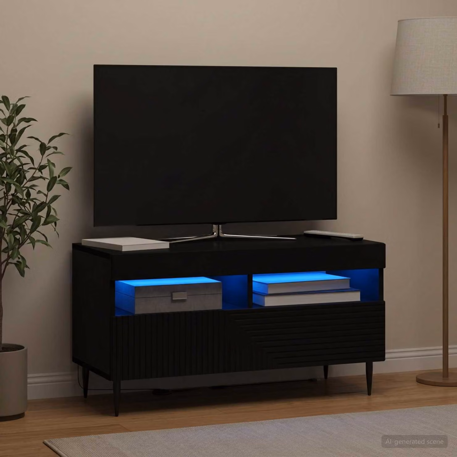 Mobile TV LED vidaXL HAARLEM Nero Legno ingegnerizzato L: 81 cm, P: 35 cm, H: 43 cm