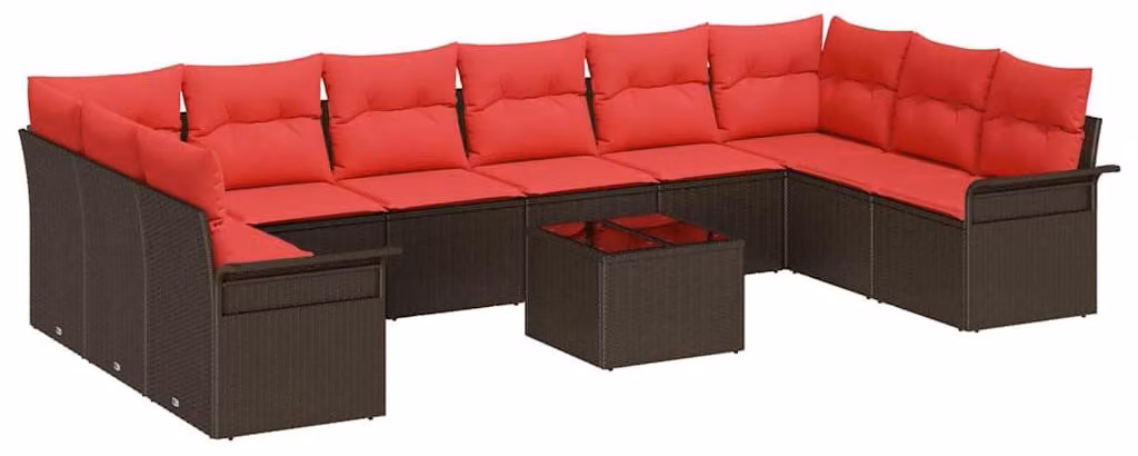 Set Divano da Giardino 11 pcs Marrone polyrattan
