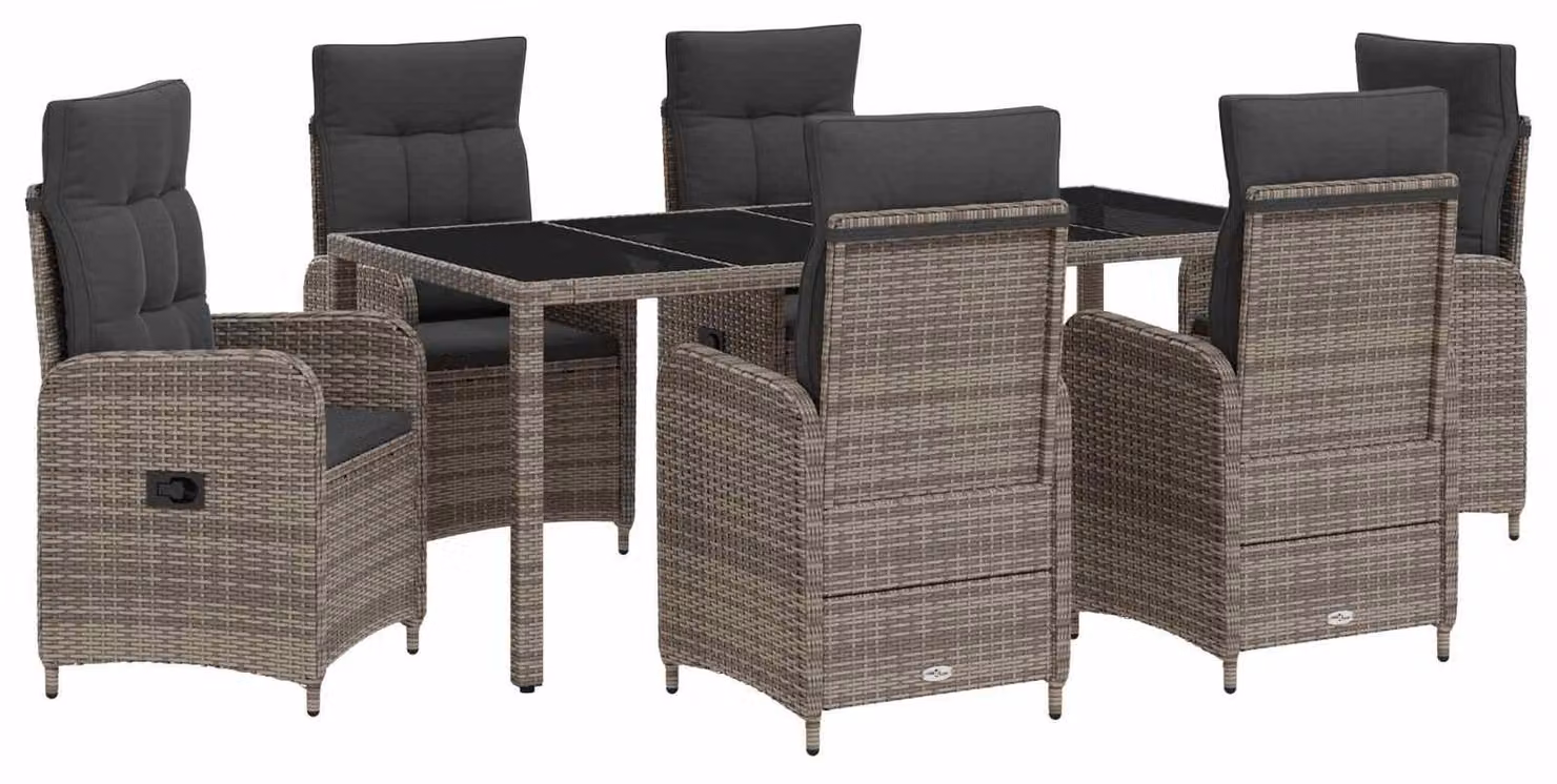 Set da pranzo per esterni 7 pcs Grigio chiaro e grigio scuro