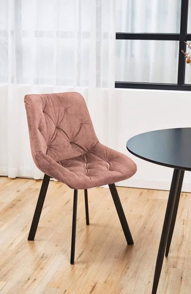 Sedia da pranzo imbottita MIGOS - rosa antico / nero