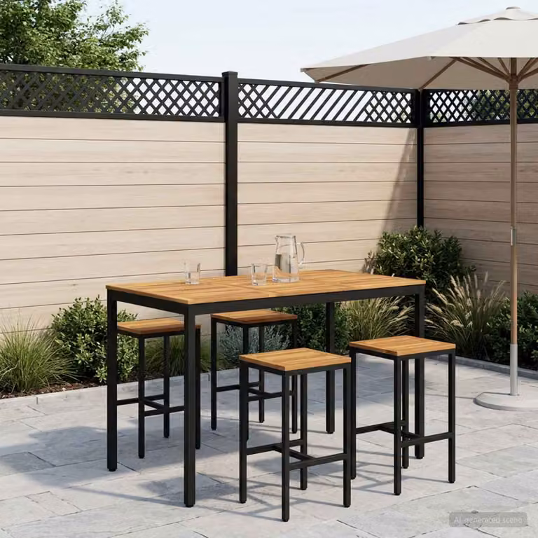vidaXL Tavolo da Bar da Giardino NAARDEN in Legno di Acacia Bianco, Nero e Marrone, L/P/H: 88,5 x 60 x 105 cm