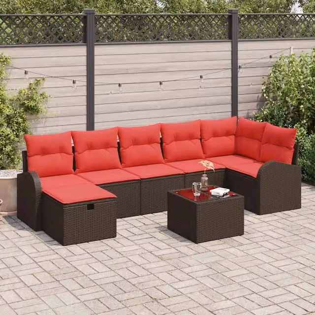 Set Divano da Giardino 8 pz Marrone polyrattan 3360445