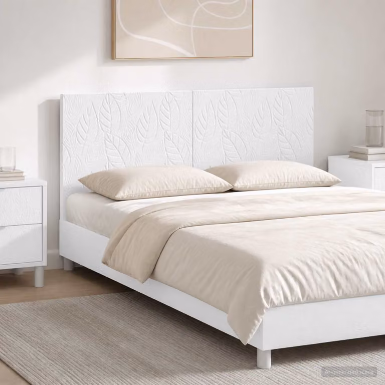 Testiera da muro vidaXL DELFT in legno ingegnerizzato bianco lucido con ripiano integrato L 120 x H 50 x P 10,5 cm