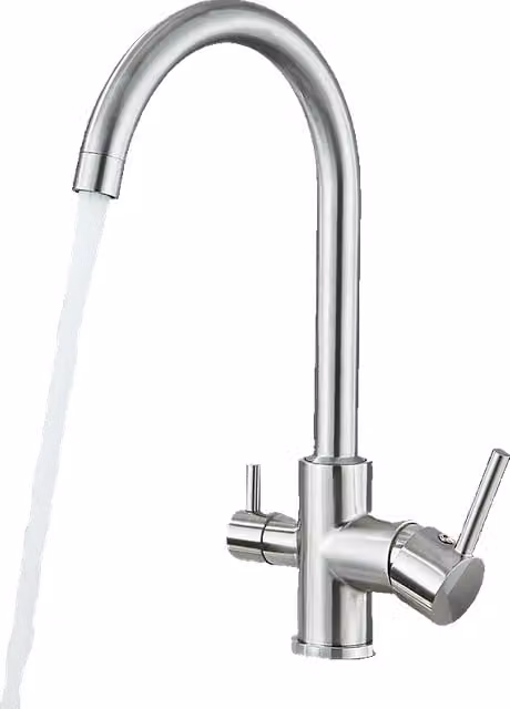 Miscelatore per cucina Klarwerk Felice a 3 vie in acciaio inossidabile argento spazzolato per acqua filtrata e osmosi inversa