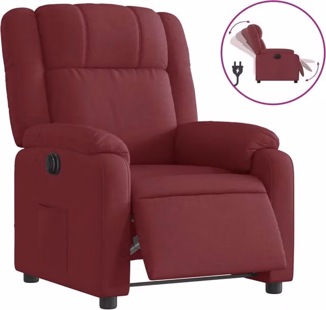 Poltrona | Sedia Relax Elettrica Reclinabile Rosso Vino in Tessuto