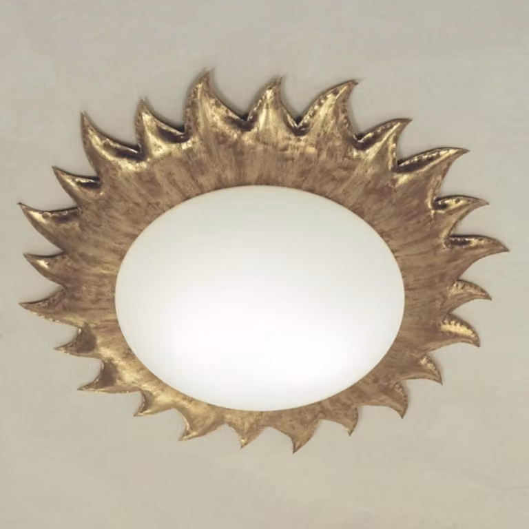 Holländer Plafoniera soffitto SONNE, dimmerabile, Bronzo / Ottone antico, Soggiorno / Sala da pranzo, Vetro, Moderno, Plafoniera