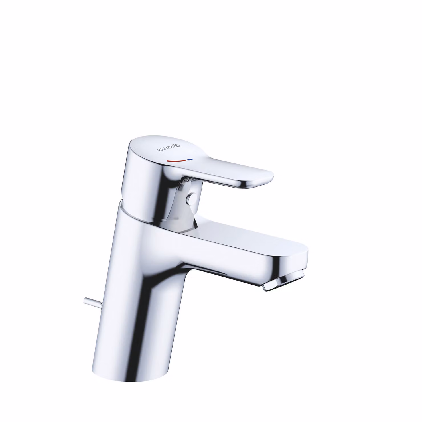KLUDI PURE&EASY Mitigeur monocommandé pour lavabo, hauteur de bec 70mm, garniture d'écoulement en métal, 3.8 l/min, EcoPlus, chrome, 373880565WR4, 373880565WR4