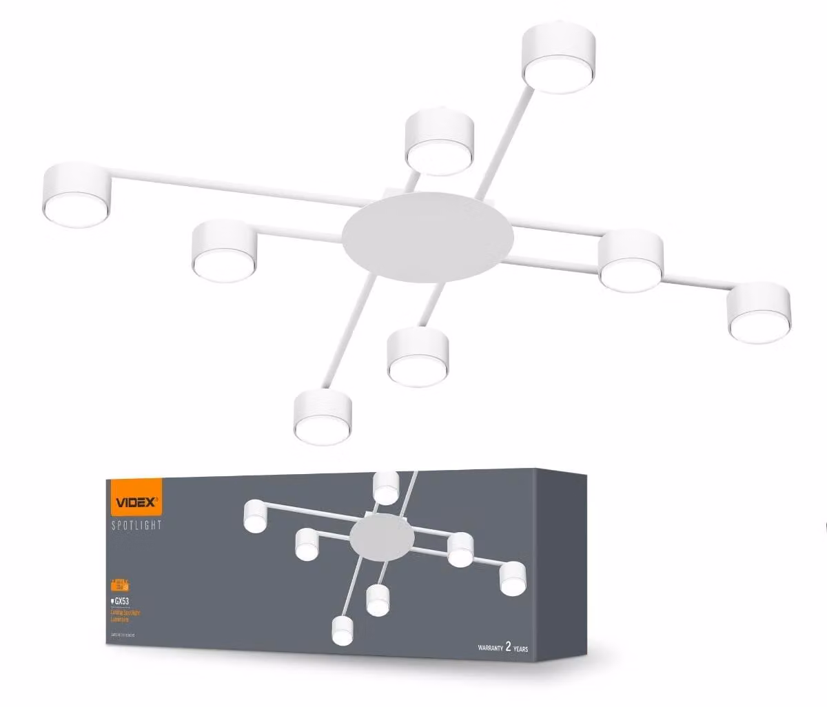 Plafoniera VIDEX per 8 lampadine GX53 VL-SPF22B-W