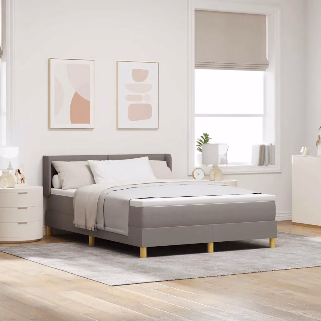 Letto a molle con materasso Talpa vidaXL in tessuto beige o grigio L: 140 cm, P: 190 cm – 1