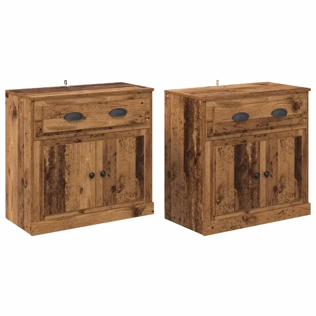 Set di 2 credenze vidaXL in legno stile rustico colore marrone L 70 cm, P 35,5 cm, H 67,5 cm – 2
